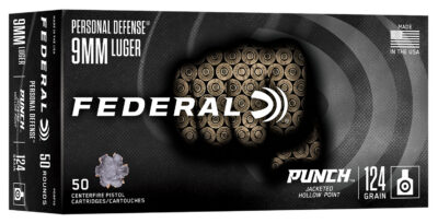 FEDERAL Personal Defense Punch 9MM LUGER 124GR JHP 50 ROUNDS