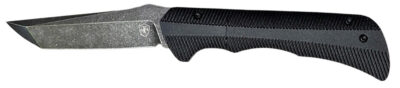 Templar Knife  Auto Assist  3.25″ Folding Tanto Plain Black Oxide Stonewashed Powder Coated D2 Steel Blade, 4.25″ Black Textured Aluminum Handle