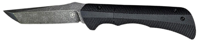Templar Knife Auto Assist 3.25" Folding Tanto Plain Black Oxide Stonewashed Powder Coated D2 Steel Blade, 4.25" Black Textured Aluminum Handle