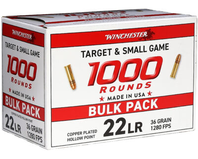 Winchester USA White Box Rimfire Ammo 22 LR BPR 36 gr. Plated HP 1000 rd.