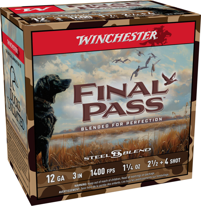 FINAL PASS 12 GAUGE 3” #2.5 & #4 SHOT BLEND SHOTGUN AMMO FINAL PASS 12 GAUGE 3'' 1-1/4OZ #2.5 & #4 SHOT BLEND 25/BOX