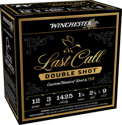 LAST CALL DOUBLE SHOT 12 GAUGE 3” #2.5 & #9 BLEND SHOTGUN AMMO LAST CALL DOUBLE SHOT 12GA 3” 1-1/4OZ #2.5 & #9 SHOT 25/BOX