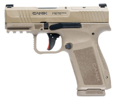 Canik HG7884CAD-N Mete MC9L *CA Compliant 9mm Luger 10+1 3.18″ Black Steel Barrel, Desert Cerakote Steel Serrated Slide, Flat Dark Earth Polymer Frame w/Picatinny Rail, Interchangeable Backstrap Grip