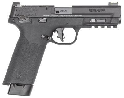 Smith & Wesson 14312 M&P 22x Full Size Frame 22 LR 20+1 4.10″ Black Armornite Threaded Barrel, Black Armornite Optic Cut/Serrated Slide, Black Polymer Frame w/Picatinny Rail, Textured Grip