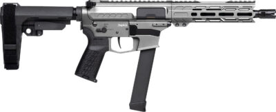 CMMG 99A520FTNG Banshee FE MkGs 9mm Luger 33+1 8″ Black Nitride Threaded Barrel, M-LOK Handguard, Tungsten Cerakote Aluminum Receiver w/Picatinny Rail, Black Polymer CMMG RipBrace, CMMG Zeroed Grip
