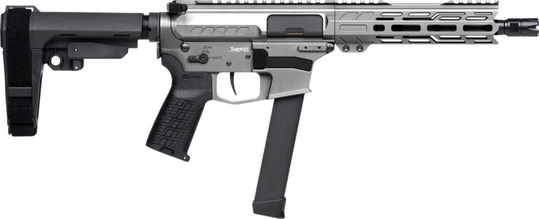 CMMG 99A520FTNG Banshee FE MkGs 9mm Luger 33+1 8" Black Nitride Threaded Barrel, M-LOK Handguard, Tungsten Cerakote Aluminum Receiver w/Picatinny Rail, Black Polymer CMMG RipBrace, CMMG Zeroed Grip