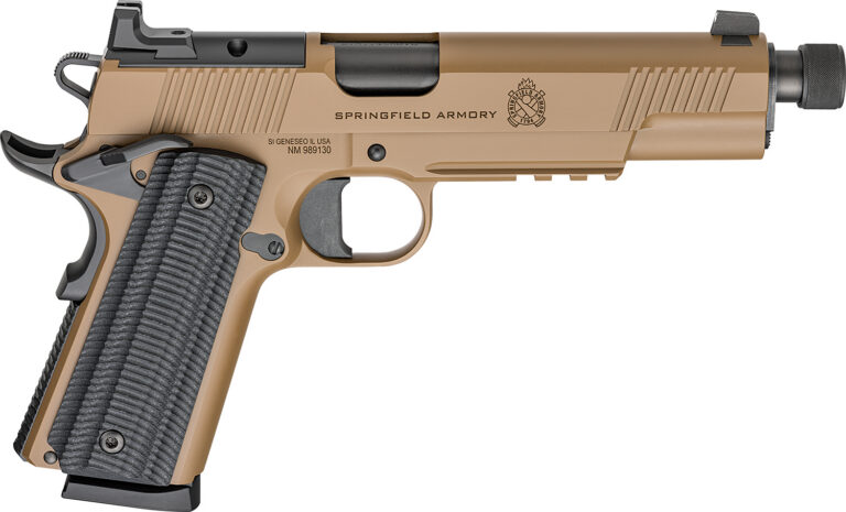SPRINGFIELD ARMORY 1911 OPERATOR AOS THREADED HANDGUN .45 ACP 5.75IN BARREL 2-8RD MAGS COYOTE BROWN POT9230CBAOS