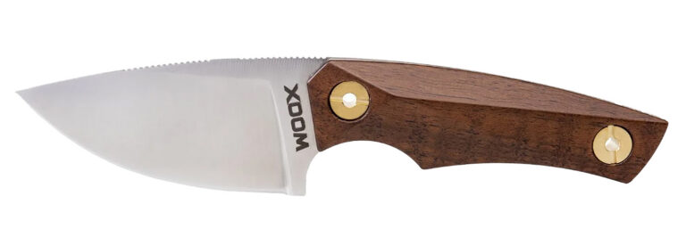 Woox BU.KNF030.01 Bad Boy  2.75″ Plain Drop Point D2 Steel Blade American Walnut w/ Brass Hardware Handle 6.25″ OAL