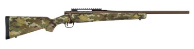 Mossberg 28283 Patriot  Compact 300 Win Mag 4+1 20″ Patriot Brown Cerakote Threaded Bull Barrel, Patriot Brown Cerakote Steel Receiver w/Picatinny Rail, MultiCam Fixed Synthetic Stock