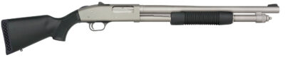 Mossberg 50793 590A1 Pro 12 Gauge 6+1 18.50″ Silver Marinecote Barrel & Steel Receiver, Black Synthetic Stock