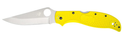 Spyderco C258PYL Stretch 2 XL Lightweight 3.95″ Folding Plain Stonewashed H2 Steel Blade, Yellow Bi-Directional Texturing FRN Handle