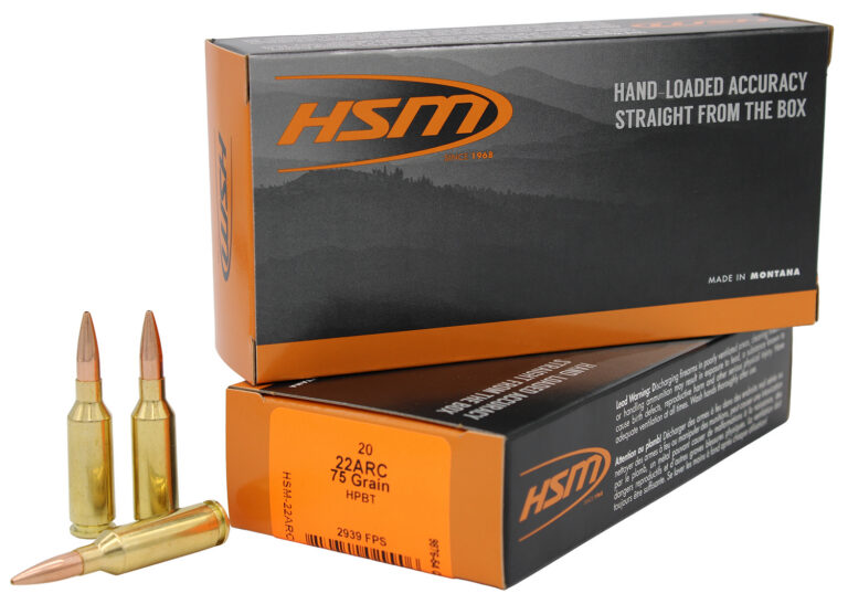 HSM 22ARC1N Varmint 22ARC 75gr Hollow Point Boat Tail 20 Per Box/25 Case