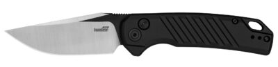 Kershaw 7305 Launch 23 Automatic 3.30″ Folding Trailing Point Plain Black Cerakote/Satin CPM 154 SS Blade, Black Anodized Aluminum Handle