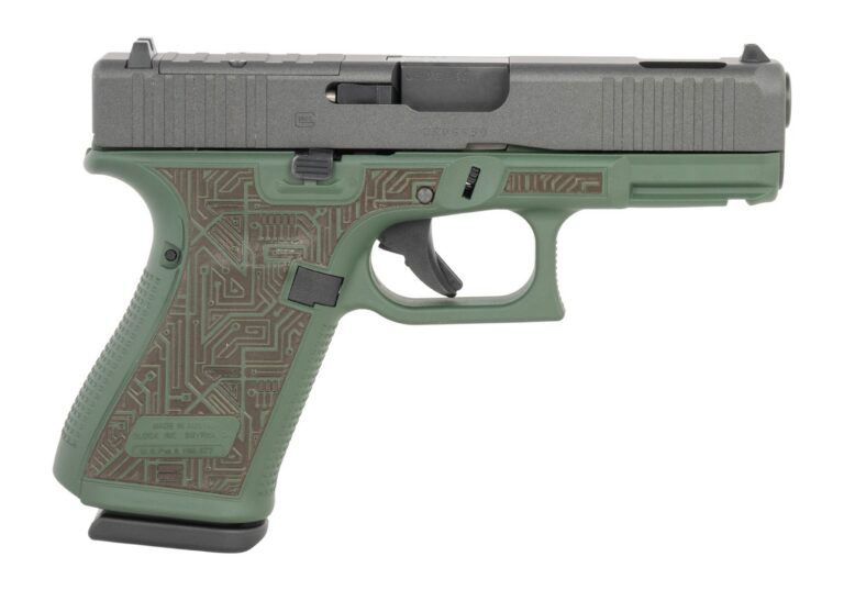 Glock UA195S204NCIRB G19 Gen5 Compact Frame 9mm Luger 10+1 4.02" Black GMB Barrel, Black Cerakote Steel Serrated Slide, Black/Green Cerakote Polymer Frame w/Picatinny Rail, Ambidextrous