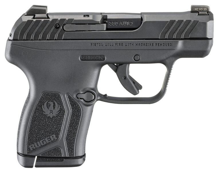 Ruger 13765 LCP Max  Compact Frame 380 ACP 10+1 2.80" Black Oxide Alloy Steel Barrel, Black Nitride Alloy Steel Serrated Slide, Black Polymer Frame, Textured Grip, No Manual Safety