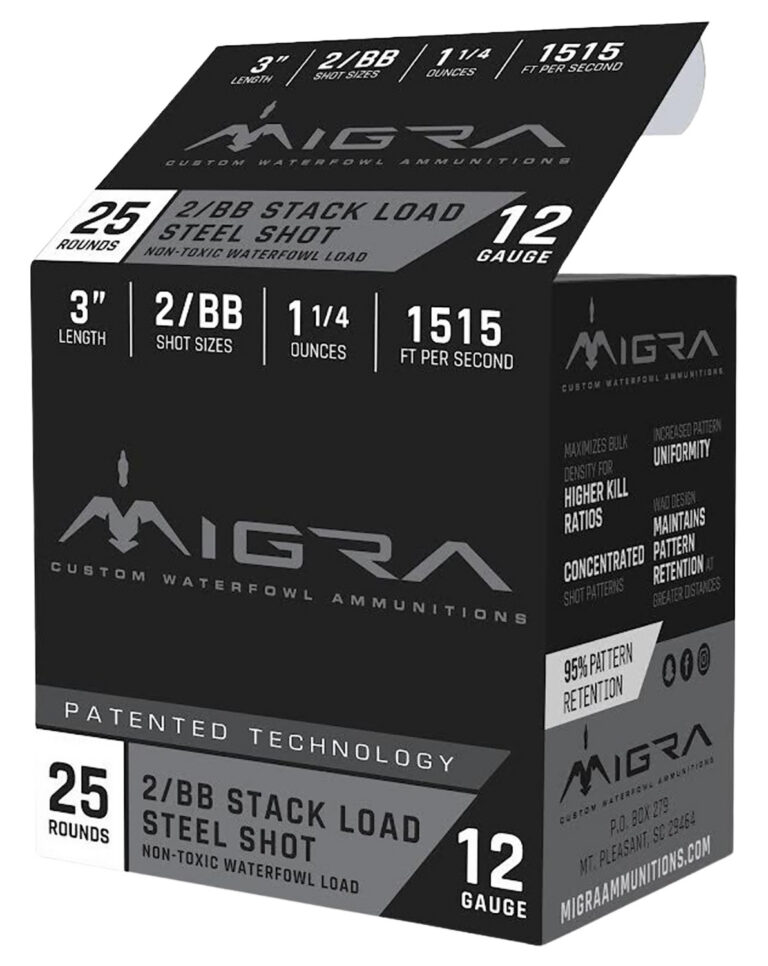 Migra Staxd Shotgun Ammo 12 ga. 3 in. 1.25 oz. 2-BB Shot 25 rd.