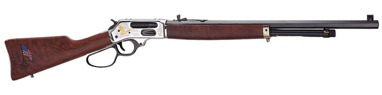 HENRY SPIRIT OF THE CORPS 250TH ANN. TRIBUTE ED .45-70 GOV'T 22IN OCT. BARREL 4 RD CAPACITY 24K GOLD HIGHLIGHTS NICKEL-PLATED BRASS REC. H010BGMC