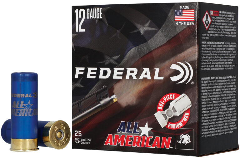 ALL AMERICAN 12 GAUGE 2-3/4'' #8 SHOT SHOTGUN AMMO ALL AMERICAN 12 GA 2-3/4'' 1-1/8OZ 1200 FPS #8 SHOT 25/BOX