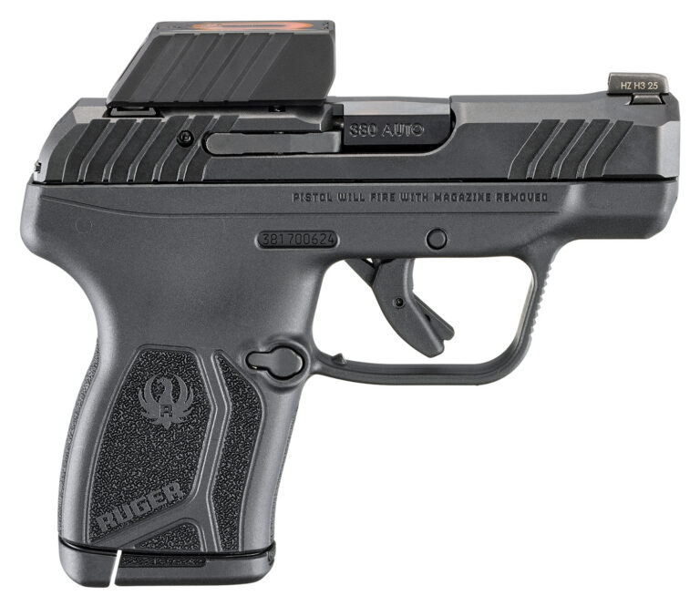 Ruger 13758 LCP Max Compact Frame 380 ACP 10+1 2.80" Black Nitride Barrel, Black Nitride Alloy Steel Serrated Slide, Black Polymer Frame Textured Grip, Ruger ReadyDot Reflex Sight