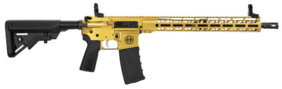 Hi-Point HP15R-556GOLD HP 15R 5.56 NATO 30+1 16″ Black Threaded Barrel, Gold Aluminum Receiver w/Picatinny Rail, M-LOK Handguard, B5 Bravo Black Polymer Stock, Black B5 P Type 23 Grip