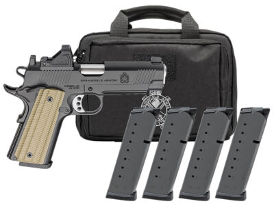 1911 OPERATOR AOS 9MM LUGER SEMI-AUTO HANDGUN GEAR PAC W/RFX11 1911 OPERATOR AOS 9MM 4.25”BBL (4)9RD MAG W/VIRIDIAN RFX11