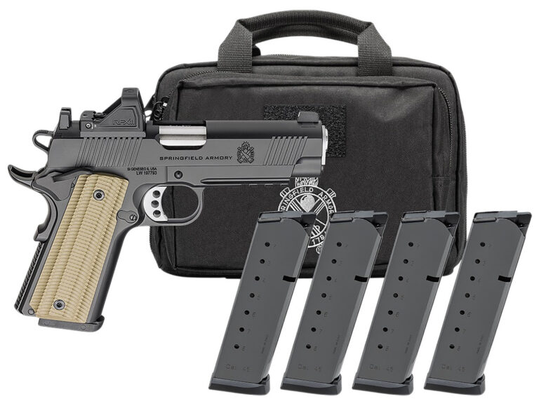 1911 OPERATOR AOS 45 ACP SEMI-AUTO HANDGUN GEAR PAC W/RFX11 1911 OPERATOR AOS 45ACP 4.25''BBL (4)8RD MAG W/VIRIDIAN RFX11
