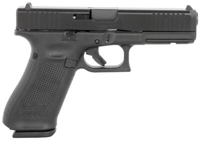 Glock PV1750203 G17 V Standard Frame 9mm Luger 17+1 4.49″ Black GMB Barrel, Black nDLC Steel Serrated Slide  Black Polymer Frame w/Accessory Rail, Textured Polymer Grip,  Ambidextrous