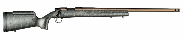 Christensen Arms 8010200601 Mesa Long Range 6.5 Creedmoor 4+1 16.25" Burnt Bronze Cerakote Threaded Barrel & Steel Drilled & Tapped Receiver, Green w/Black/Tan Webbing Adj Cheek Riser Polymer Stock