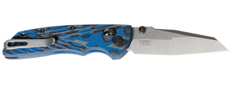 Hogue 24263 Deka 3.25" Folding Modified Wharncliffe Plain Stone Tumbled CPM 20V SS Blade, G-Mascus Blue GRN Handle