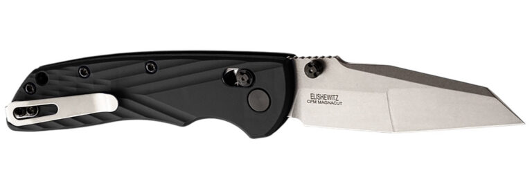 Hogue 24369 Deka 3.25" Folding Modified Wharncliffe Plain Stone Tumbled CPM MagnaCut Steel Blade, Black Textured GRN Handle