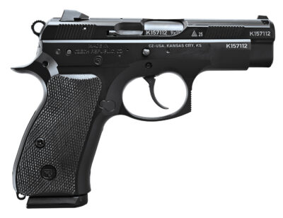 CZ-USA  75D PCT 50th Anniversary Elite Compact 9mm Luger 15+1 3.75″ Black Steel Barrel & 50th Anniversary Engraved/Serrated Slide, Black Polycoat Aluminum Frame w/Beavertail, Black Rubber Grip