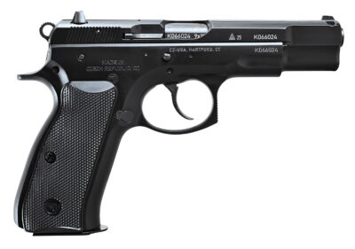 CZ-USA  75B 50th Anniversary Elite 9mm Luger 16+1 4.60″ Black Barrel, Engraved 50th Anniversary/Serrated Slide, Black Polycoat Steel Frame w/Beavertail, Black Plastic Grip