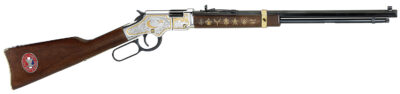 Henry H004ES2 Golden Boy Eagle Scout Tribute 2nd Edition 22 S/L/LR 16+1 20″ Blued Octagon Barrel, Nickel Plated w/Selective 24kt Gold Plating Drilled & Tapped Receiver, American Walnut Straight