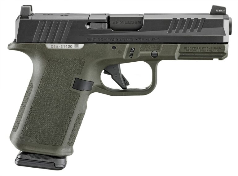RUGER RXM 9MM 4IN BARREL 15RD OD GREEN MAGPUL GRIP TRITIUM FRONT SIGHT TWO GL9 PMAGS 19427