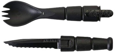 Ka-Bar 9909 Spork/Knife  Black Creamid 2.50″ Serrated 6.88″ Long