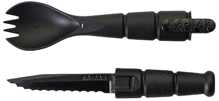 Ka-Bar 9909 Spork/Knife Black Creamid 2.50" Serrated 6.88" Long