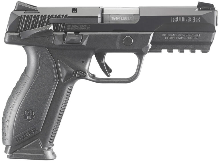 Ruger 8638 American Duty Frame 9mm Luger 10+1 4.20" Stainless Steel Barrel, Black Nitride Serrated Stainless Steel Slide, Black Polymer Frame w/Picatinny Rail, Textured Wraparound Grip, Right Hand