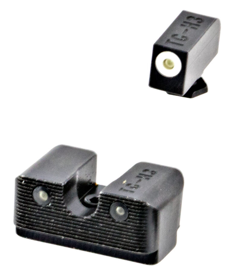 TruGlo TG231G2W Tritium Pro High, White Outline Tritium Front/ Green Tritium Rear/Black Nitride Fortress Frame, Compatible w/Most Glock Except MOS, Front Post/Rear Dovetail Mount