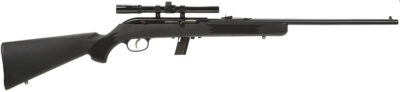 Savage Arms 40000 64 FXP Full Size 22 LR 10+1 21″ Matte Black Sporter Barrel, Matte Black Grooved Carbon Steel Receiver, Matte Black Fixed Synthetic Stock, 4x15mm Scope, Right Hand