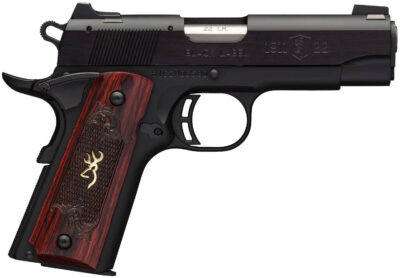 Browning 051852490 1911 Black Label Medallion Compact 22 LR 10+1, 3.63″ Target Crown Barrel, Matte Black Serrated Slide & Aluminum Frame w/Beavertail