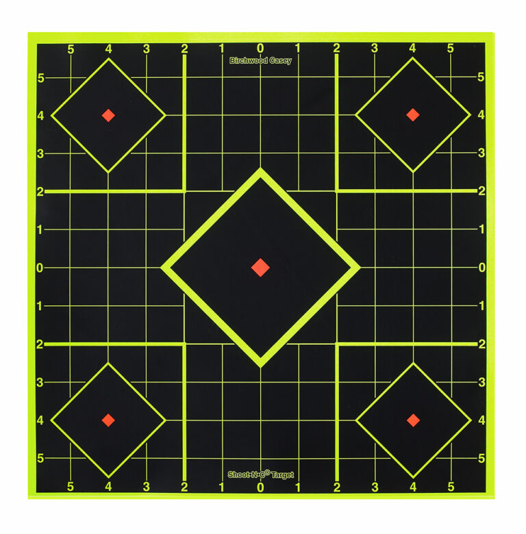 Birchwood Casey 34105 Shoot-N-C Reactive Target Self-Adhesive Paper Black/Yellow 8" 5-Diamond 6 Pack