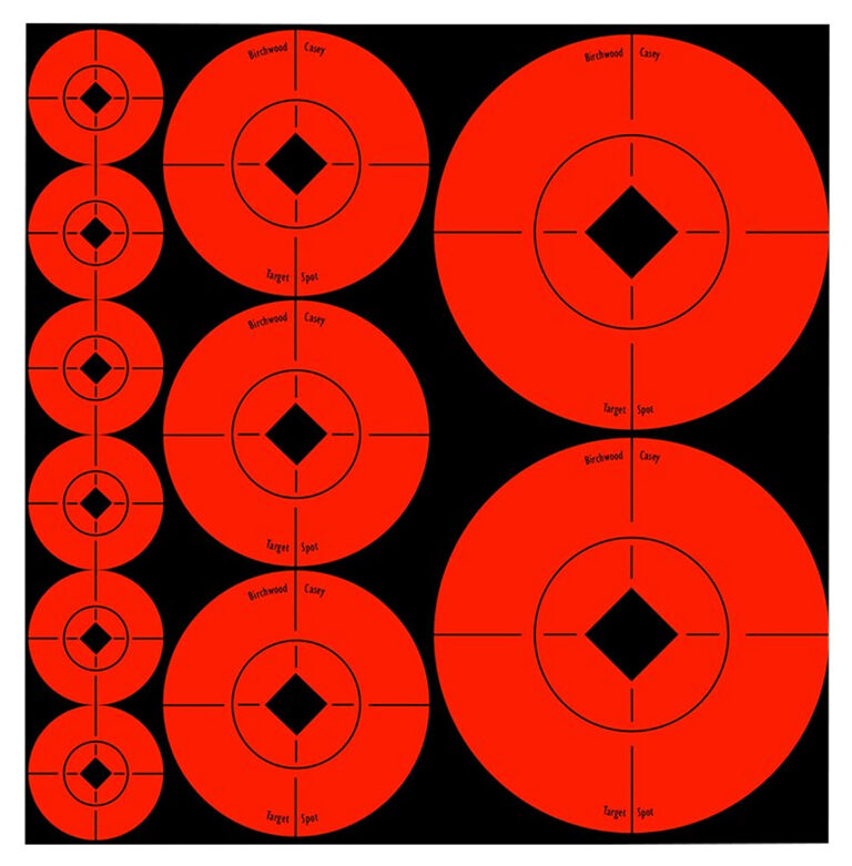 Birchwood Casey 33928 Target Spots  Self-Adhesive Paper Black/Orange Bullseye 60 Pack