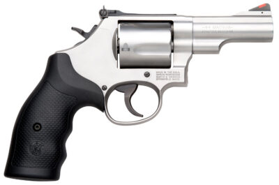 Smith & Wesson 10064 Model 69 Combat Magnum *CA Compliant L-Frame 44 S&W Spl/44 Rem Mag 5 Shot 2.75″ Stainless Steel Barrel, Stainless Cylinder, Stainless Steel Frame, Black Finger Grooved Grip, Internal Lock Safety, Exposed Hammer