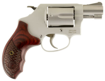 Smith & Wesson 170349 Model 637 Performance Center Enhanced Action 38 S&W Spl +P 5 Shot 1.88″ Stainless Steel Barrel/Cylinder, Matte Silver Aluminum Alloy J-Frame, Custom Wood Grip, Internal Lock