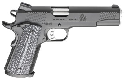 Springfield Armory PC9108LCA18 1911 TRP *CA Compliant 45 ACP 7+1, 5″ Match Grade Stainless Steel Barrel, Black Cerakote Serrated Carbon Steel Slide &^ Frame w/Beavertail, Black G10 Grip