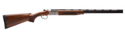 Stevens 22595 555 E Full Size 410 Gauge Break Open 3″ 2rd 26″ Black Satin Over/Under Vent Rib Barrel, Engraved Satin Silver Aluminum Receiver, Fixed Satin Turkish Walnut Stock, Ambidextrous