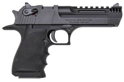 Magnum Research DE445IMB Desert Eagle L5 44 Rem Mag 5″ with Muzzle Brake 8+1 Black Hardcoat Anodized Aluminum Frame Black Carbon Steel Slide Black Hogue Wraparound Grip