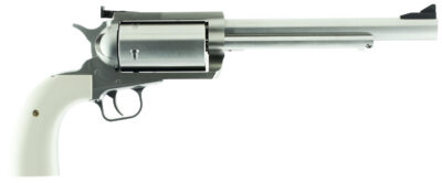 Magnum Research BFR45707B BFR Long Cylinder Extra Large 45-70 Gov 5 Shot 7.50″ Brushed Stainless Steel Barrel, Cylinder & Frame, Bisley White Laminate Grip, Exposed Hammer