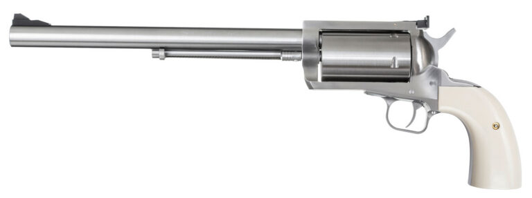 Magnum Research BFR500SW10B BFR Long Cylinder Extra Large 500 S&W Mag 5 Shot 10" Brushed Stainless Steel Barrel, Cylinder & Frame, Bisley White Laminate Grip, Exposed Hammer