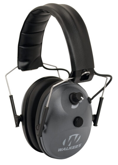 Walker’s GWPWLK1MEM Single Mic Electronic Muff 24 dB Over the Head Gray/Black Polymer